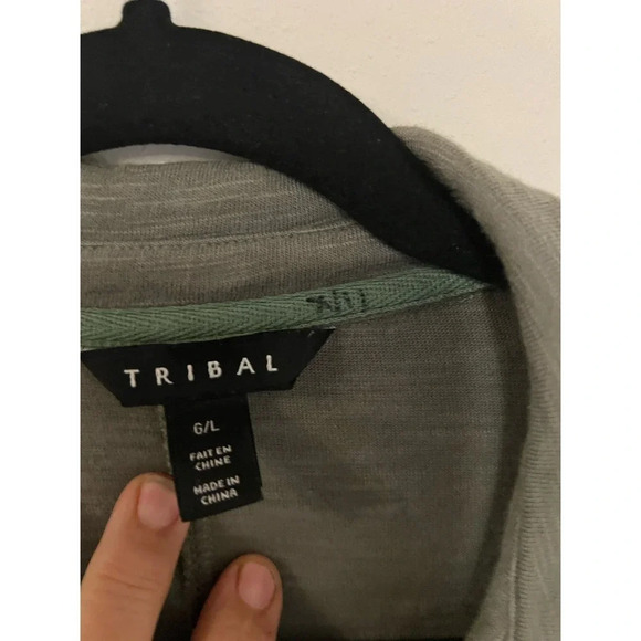 Tribal 100% cotton button down dress w/pockets size L 3/4 Sleeve - Picture 6 of 8